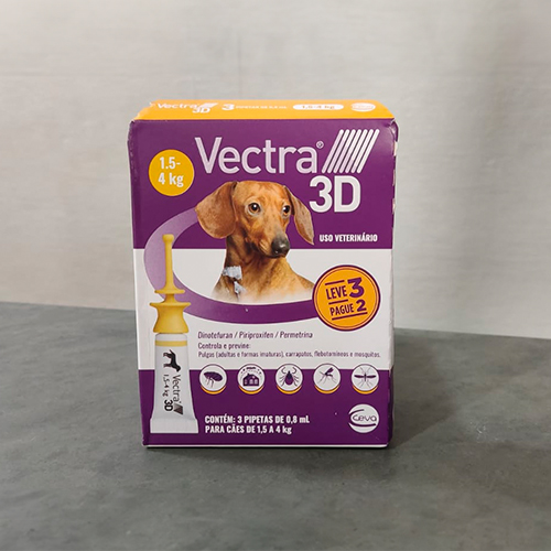 Vectra 3D – Para cães 1,5 a 4kg – Contém 3 pipetas de 0,8ml